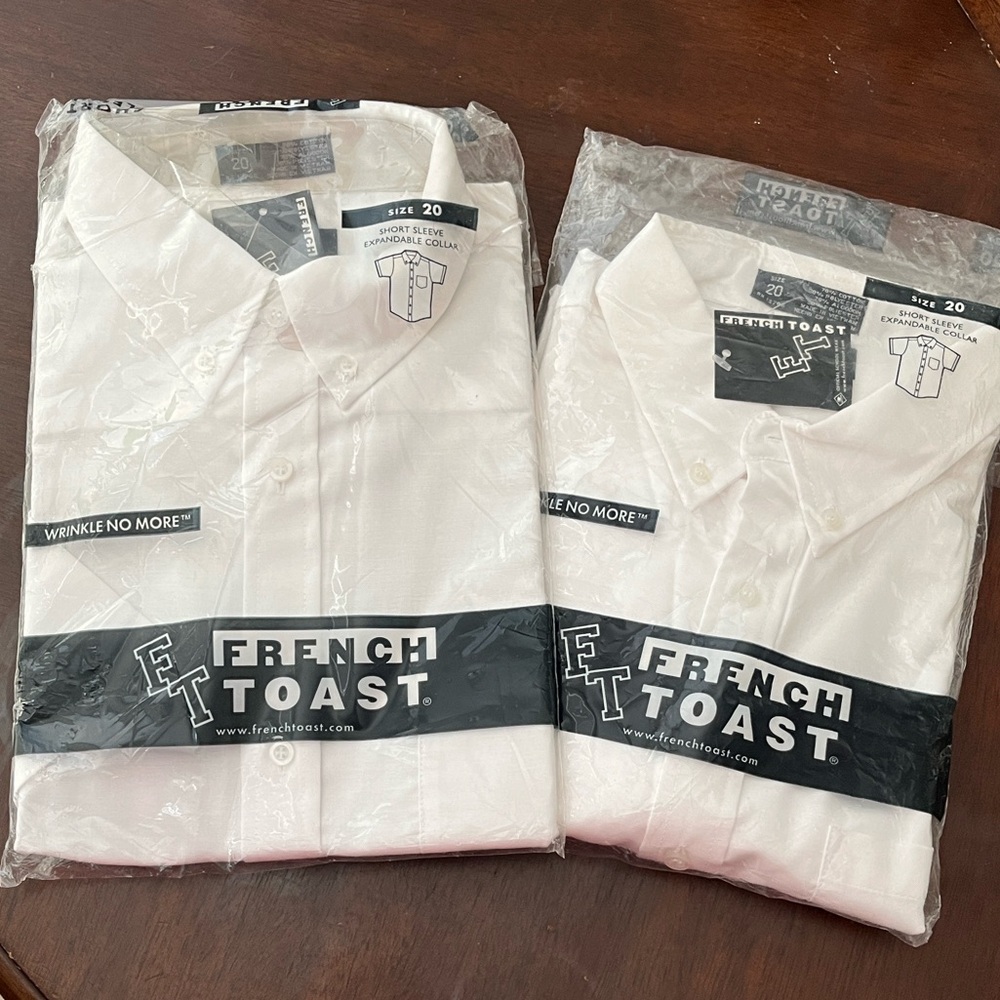 French Toast - 2 pkg of White Short Sleeve Dress or Uniform Shirts